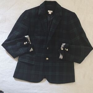 J. Crew Schoolboy Blazer Size 6 blue and green plaid